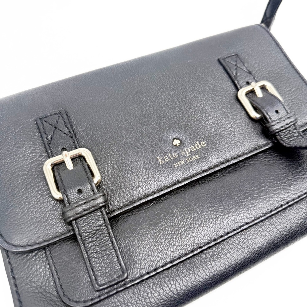Kate Spade Allen Street Neil Black Leather Crossbody Bag With Silver Buckles - Picture 3 of 16